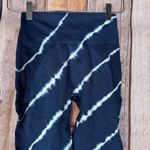 Tory Burch Sport Leggings High Rise Seamless Tie Die Stretch 7/8 NWT Medium Blue - Picture 3 of 13